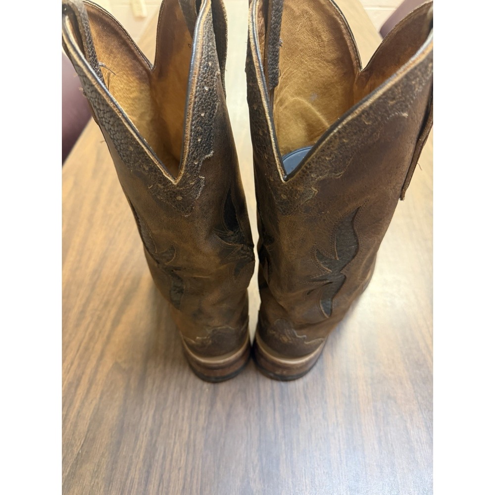 Vintage Boulet Men's Brown Leather Square Toe Western Boots Size US 11.5 E - Picture 3 of 10